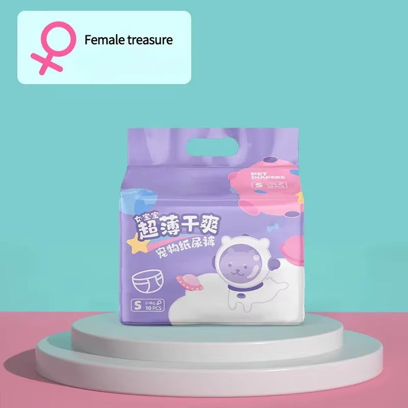 10Pcs Pet Dog Diapers Males Females Absorbent Adjustable Doggy Disposable Underwear Physiological Breathable Pants for Dogs