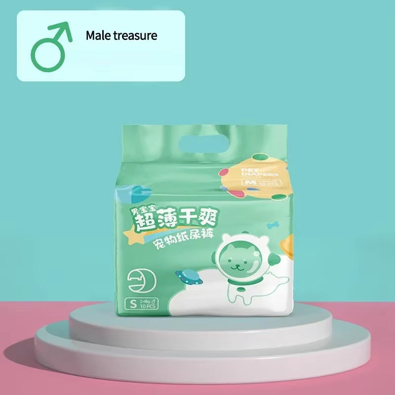 10Pcs Pet Dog Diapers Males Females Absorbent Adjustable Doggy Disposable Underwear Physiological Breathable Pants for Dogs