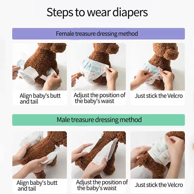 10Pcs Pet Dog Diapers Males Females Absorbent Adjustable Doggy Disposable Underwear Physiological Breathable Pants for Dogs